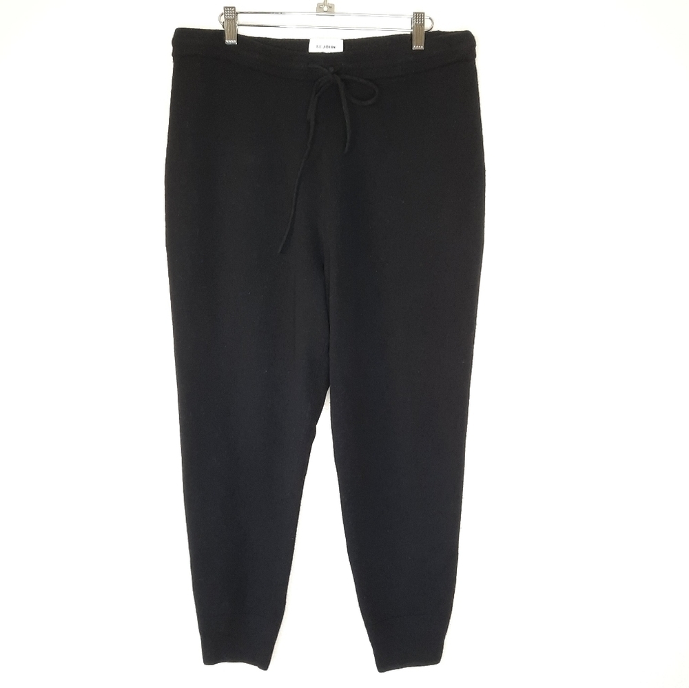 St. John Black Wool & Cashmere Jogger Pants M